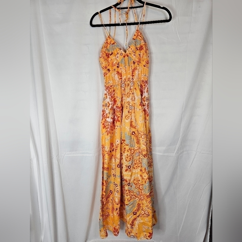 DEREK Lam 10 Crosby size 2 orange paisley maxi dress with halter NWOT